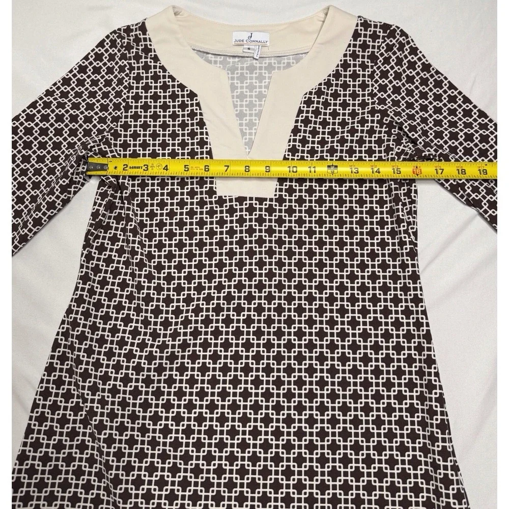 Jude Connally Holly Tunic Chain Link Brown/White Dress‎ Womens Size Small
